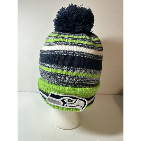 New Era Seattle Seahawks Winter Knit Hat Cap NFL Pre Owned Excellent Condition. - Picture 3 of 7